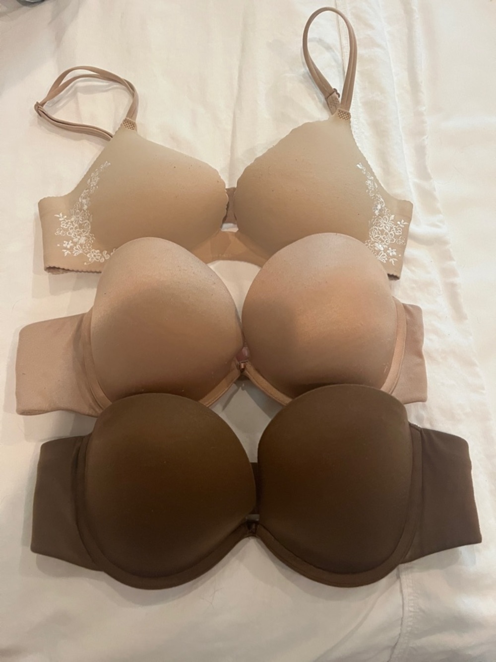 Victoria's Secret Nude, Beige & Brown Seamless T-Shirt Bras - 3 Pack